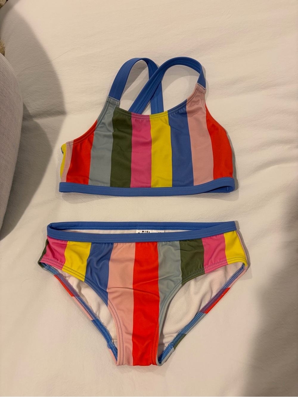 Mini Boden Girls two piece rainbow stripe 6/7